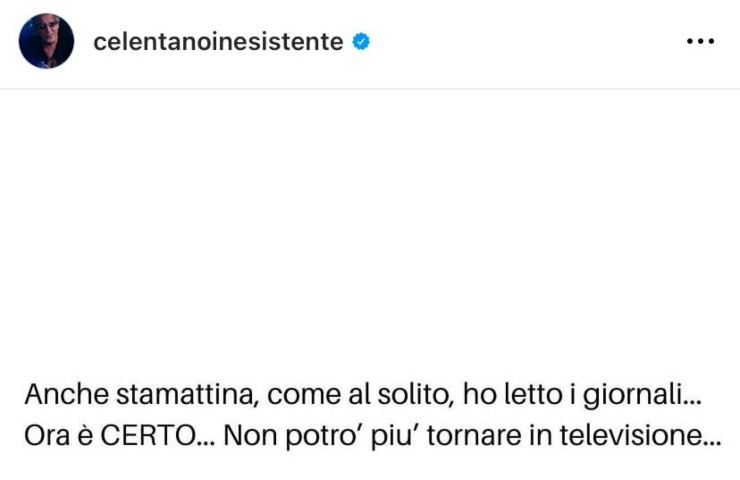 il triste annuncio di Celentano